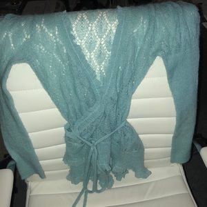 Victoria Secret wrap bed sweater. Size S blue lace
